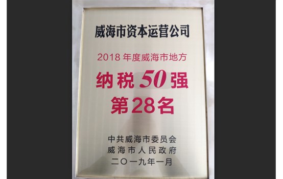 国运公司位列全市2018年度地方纳税贡献第28名